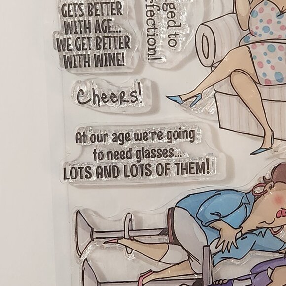 #64 Stamp Set Funny Ladies Wine Cheers Celebrate Friendship - Picture 5 of 6